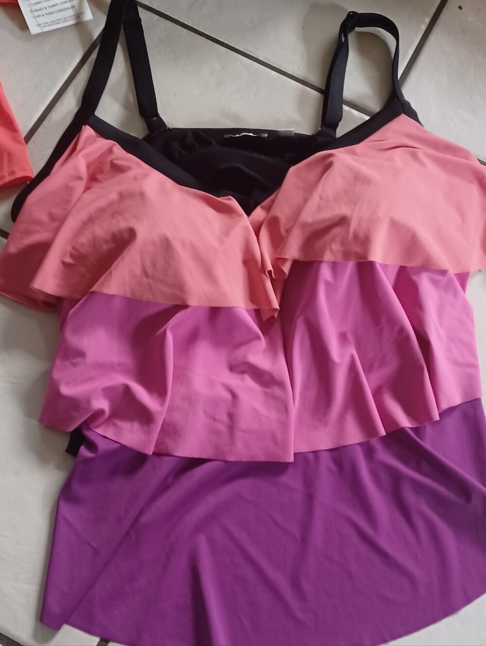 Avenue Layered Ruffle Swim Tankini - Sz 24/Blue & Black Are 22, Orange Is 20